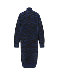 Long sleeve wool dress - Black & Blue