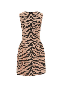 Sleeveless wool Zebra dress - Black & Nude
