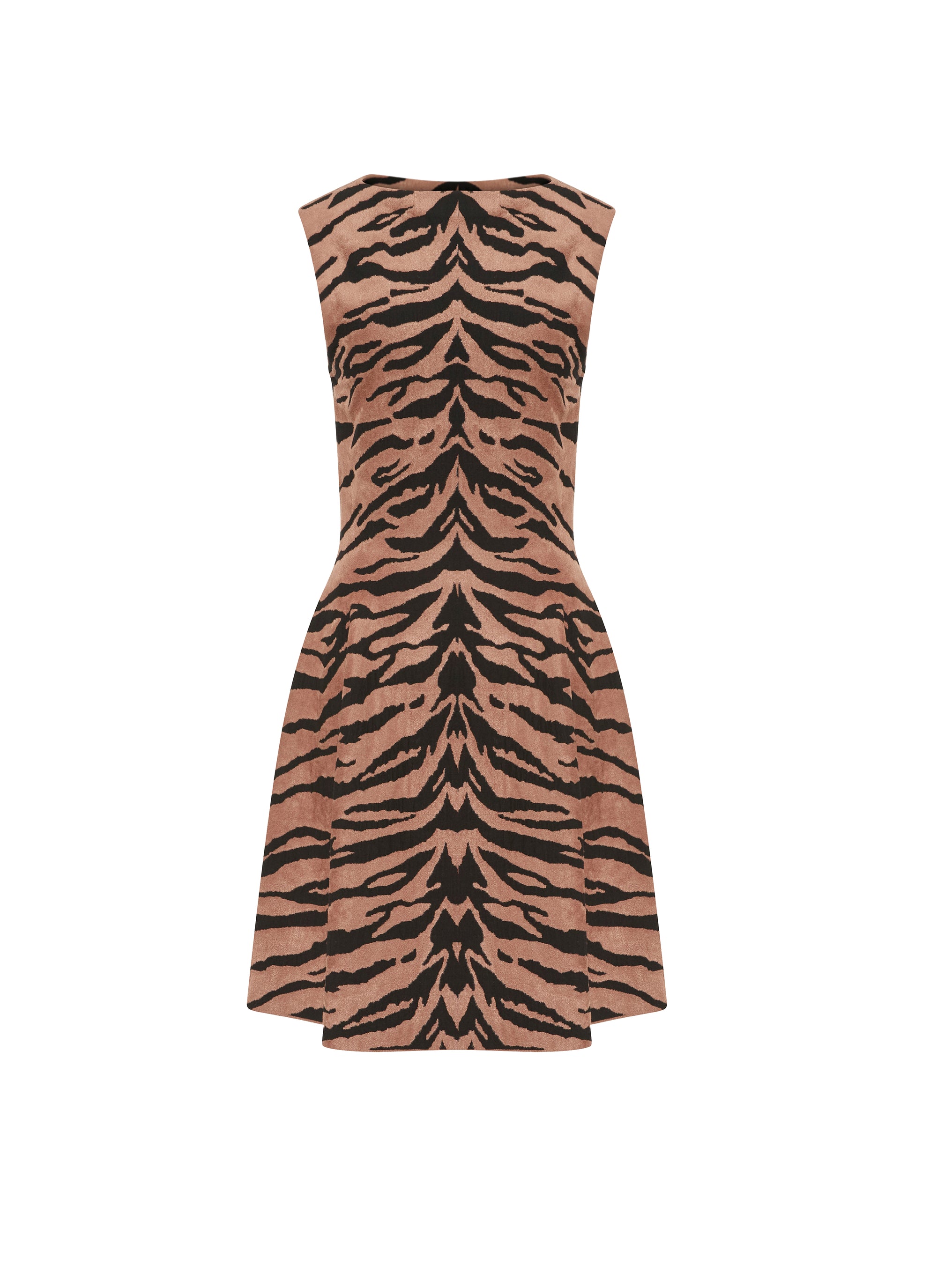 Sleeveless wool Zebra dress - Black & Brown