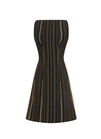 Stripe textured sleeveless dress - Black & Gold