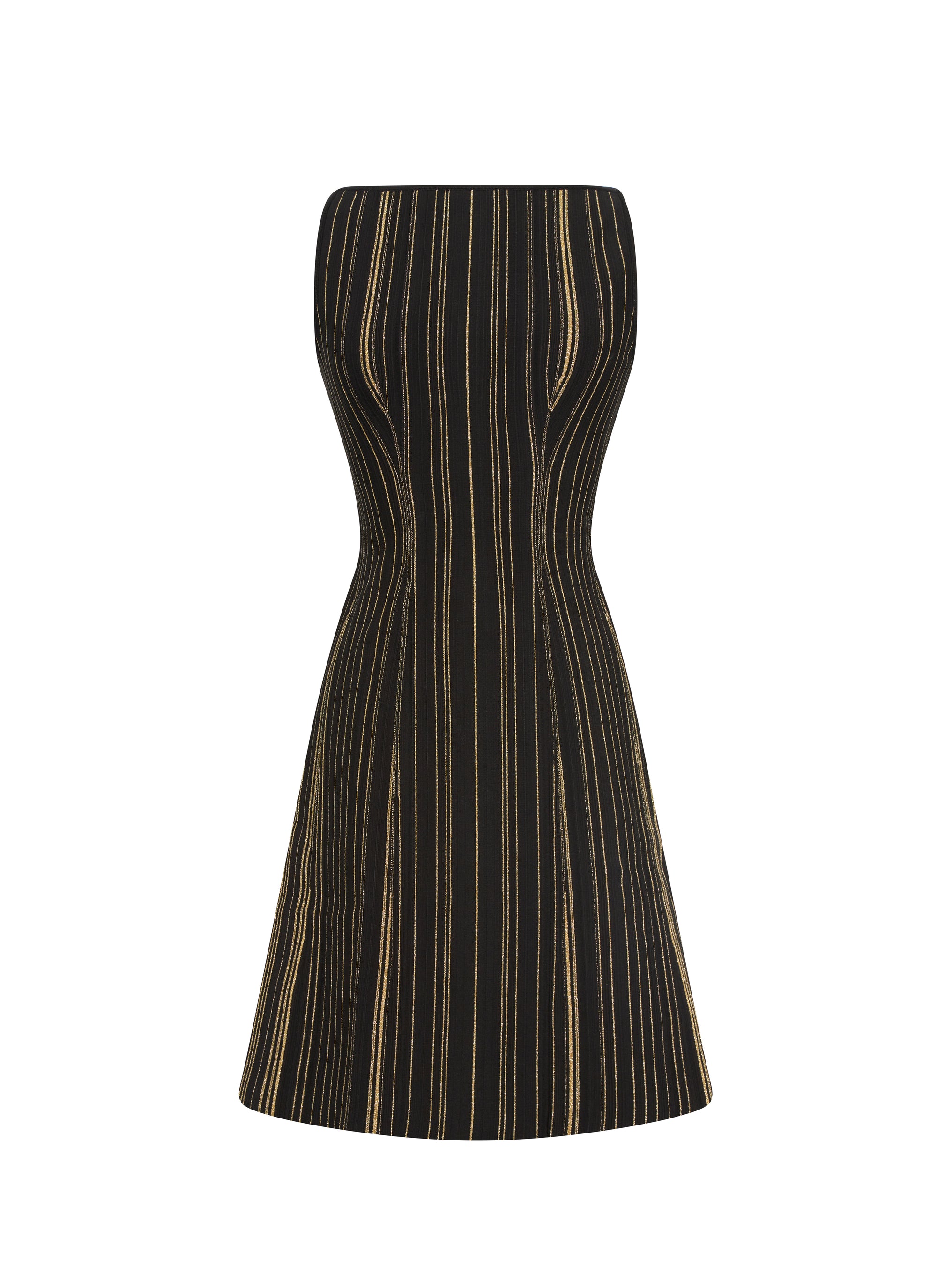 Stripe textured sleeveless dress - Black & Gold