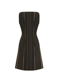 Stripe textured sleeveless dress - Black & Gold