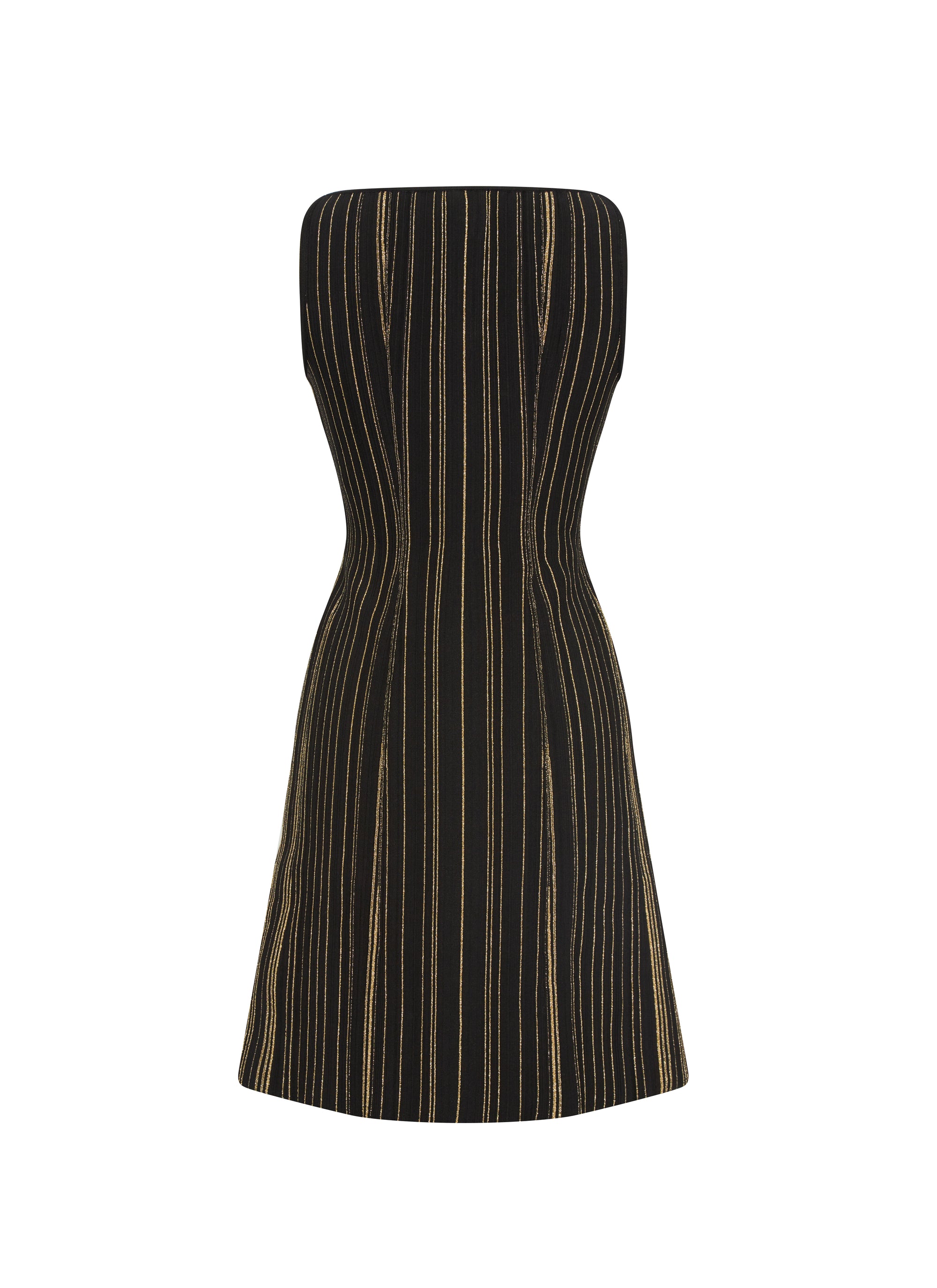 Stripe textured sleeveless dress - Black & Gold