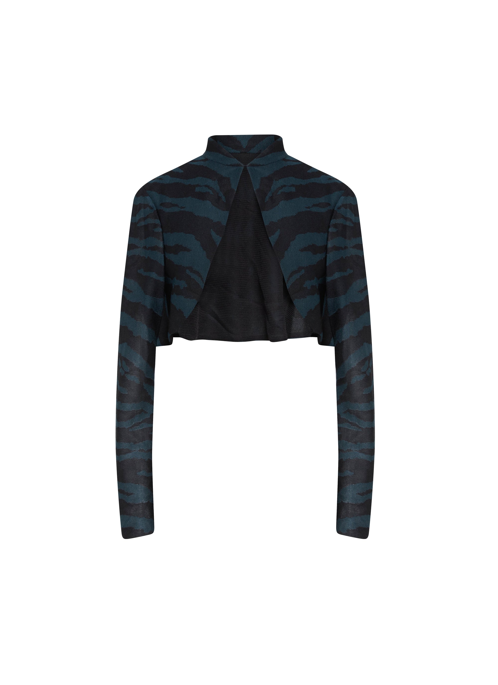 Zebra Silk Long Sleeve Cardigan - Black & Green