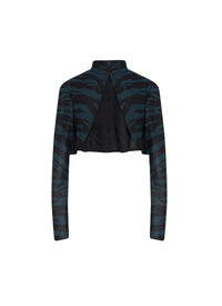 Zebra silk long sleeve cardigan - Black & Green