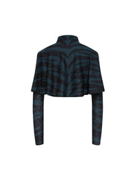 Zebra silk long sleeve cardigan - Black & Green