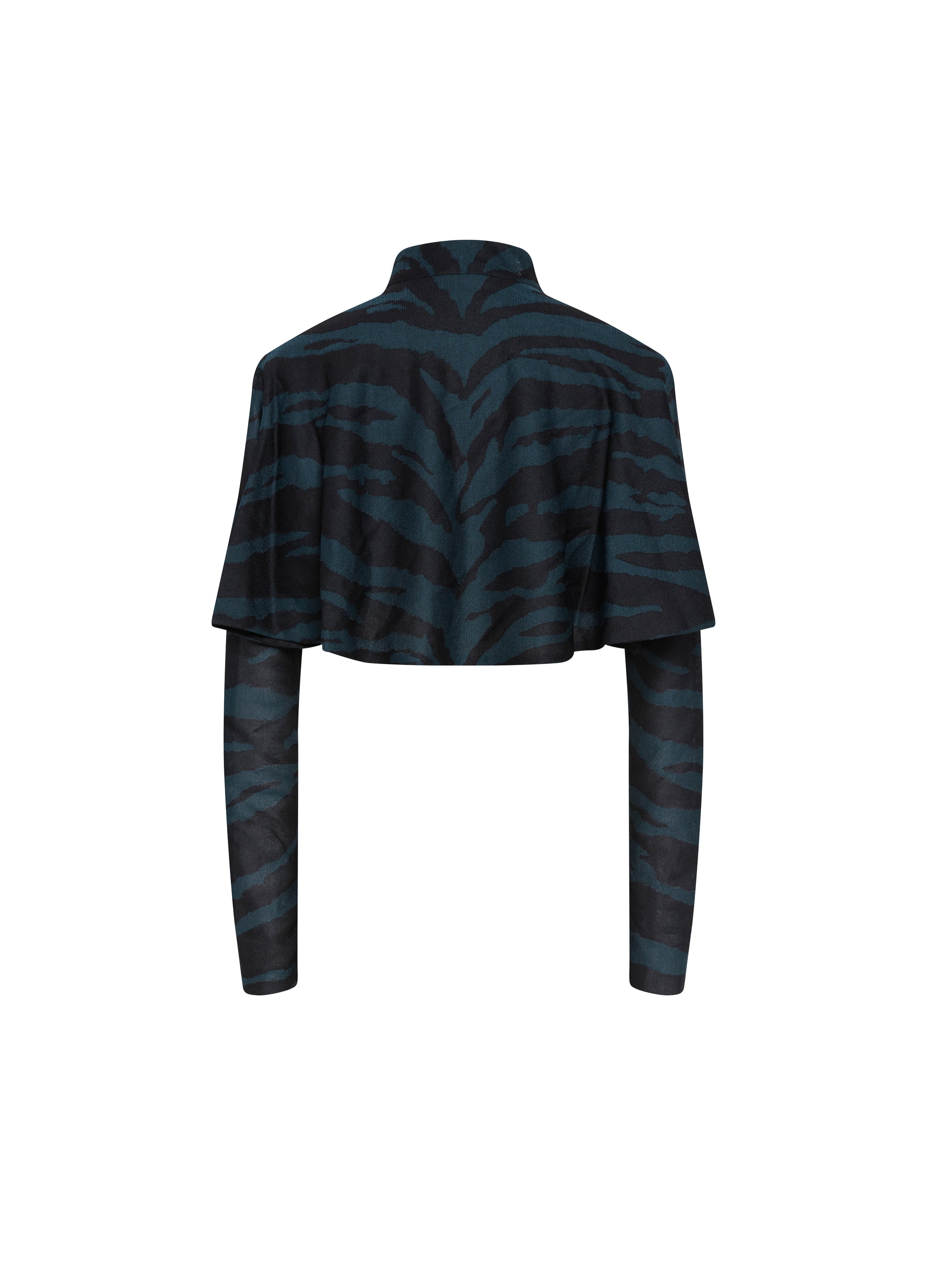 Zebra silk long sleeve cardigan - Black & Green