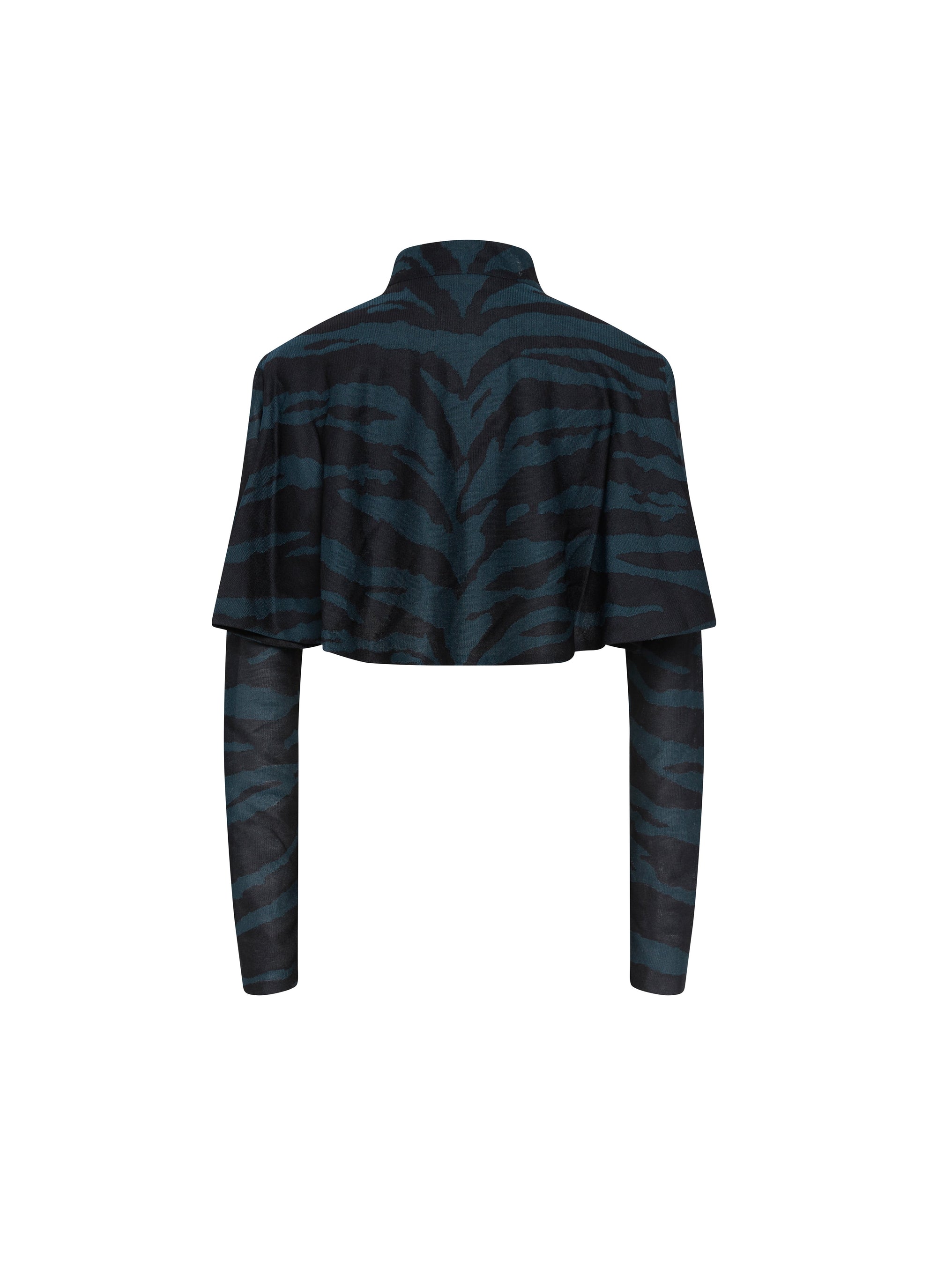 Zebra Silk Long Sleeve Cardigan - Black & Green