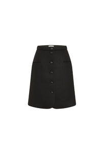 Wool buttoned skirt - Black