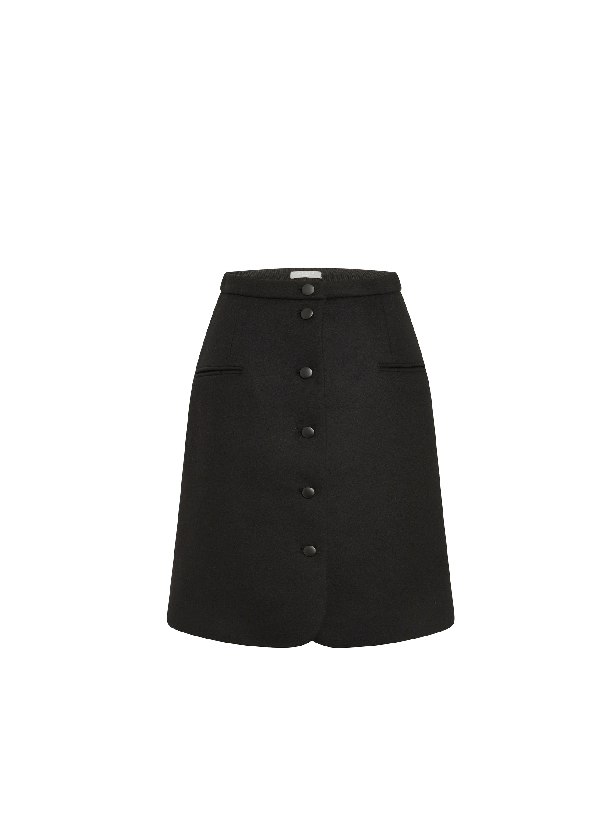 Wool buttoned skirt - Black