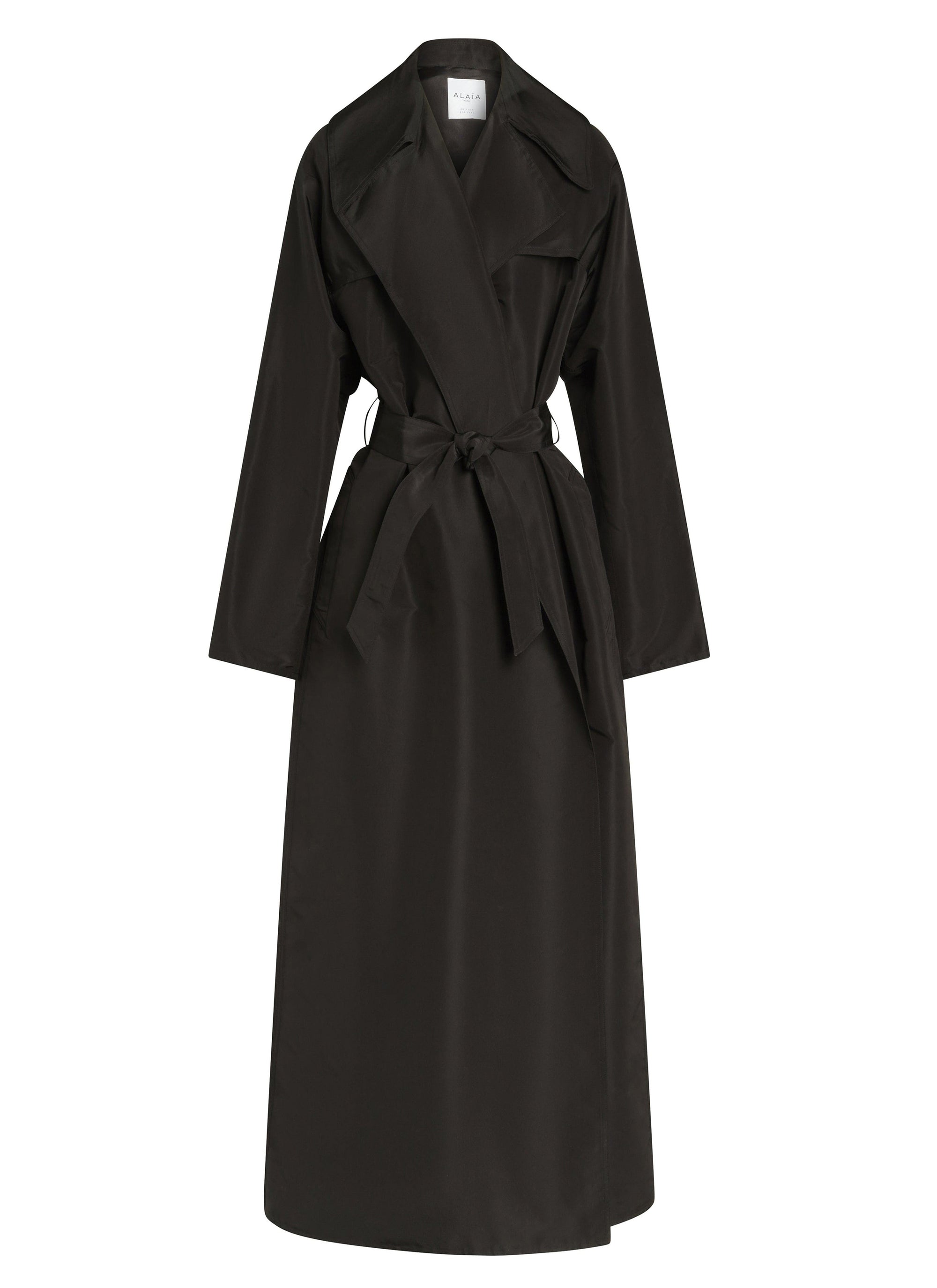Trench-coat en faille de soie - Noir