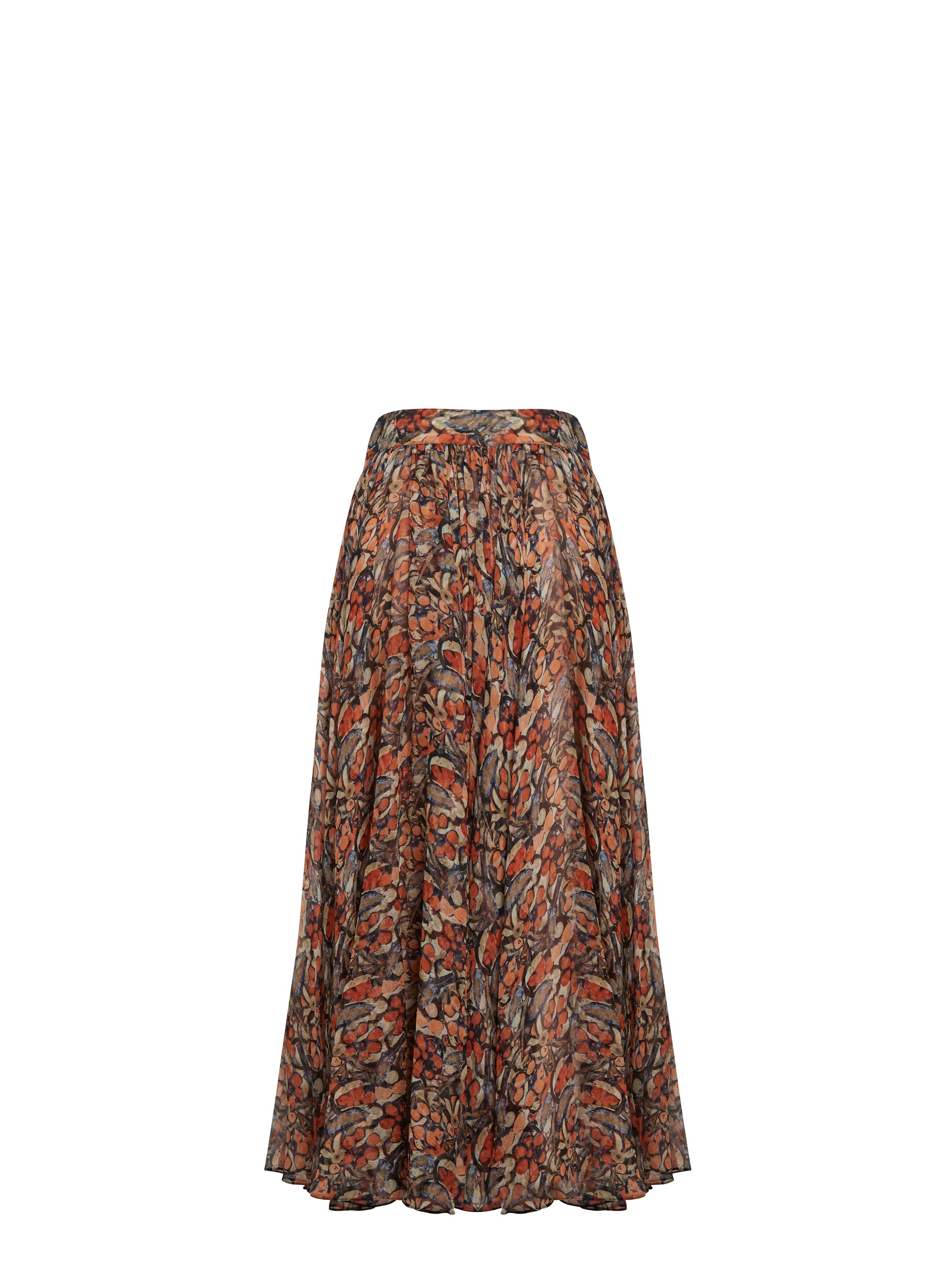 Jupe longue à motif en soie - Multicolor