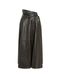 skirt with leather inserts - Black
