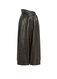 Jupe à empiècements en cuir - Noir