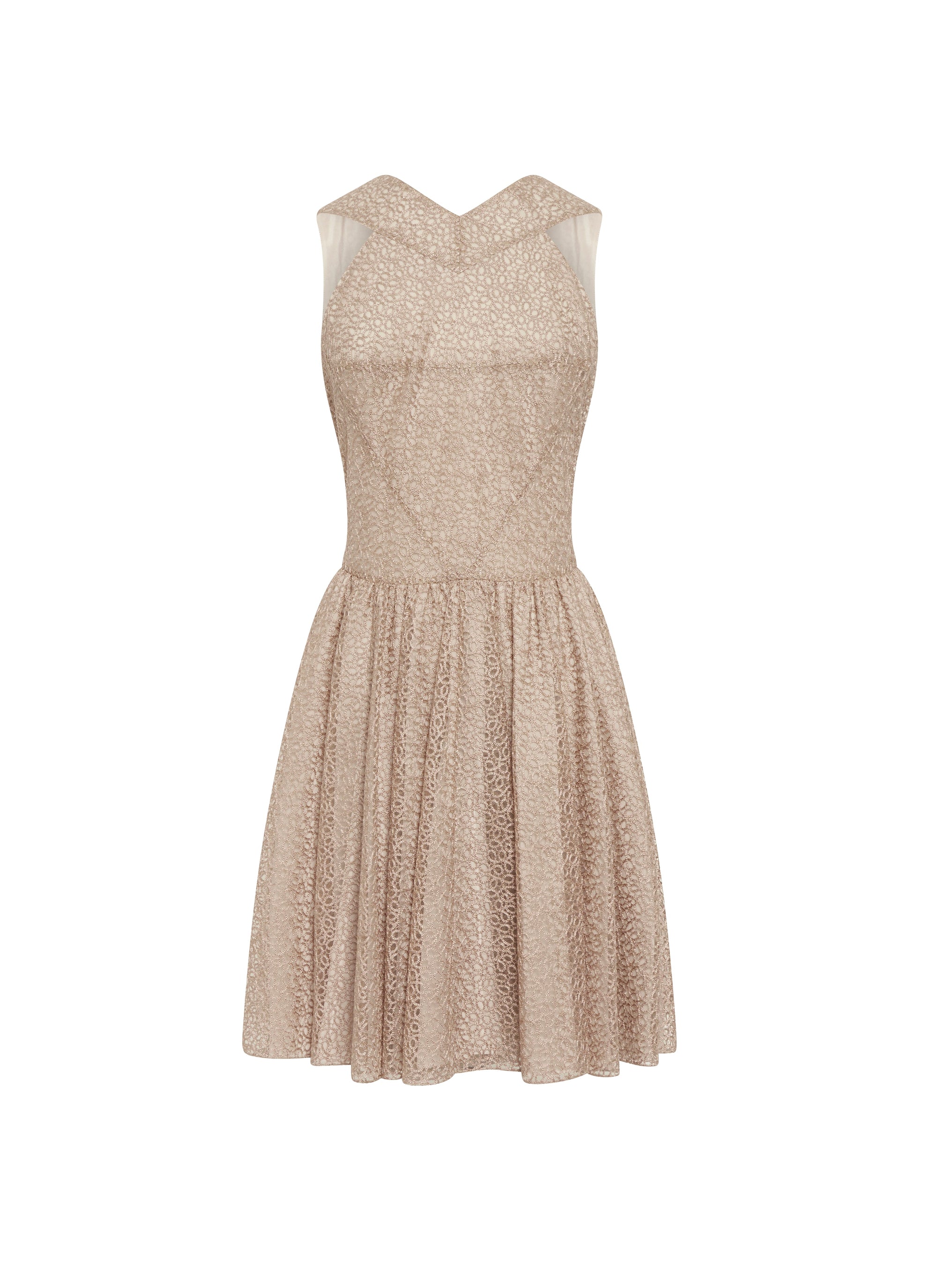 Bright skater dress with elegant cut-out - Nude