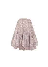 Jupe Organza anneaux en soie - Blanc & Bordeaux