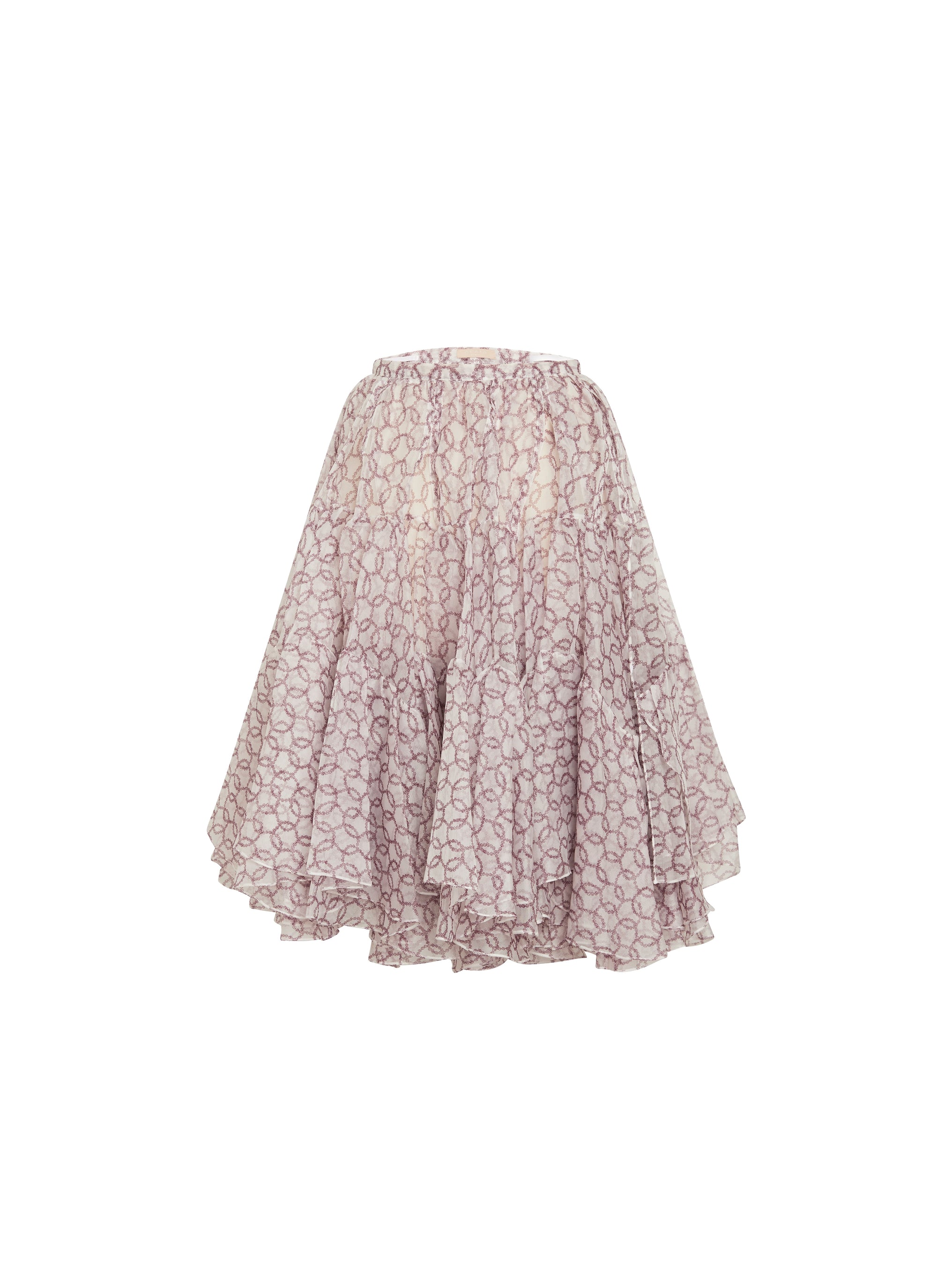 Jupe Organza anneaux en soie - Blanc & Bordeaux