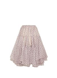 Jupe Organza anneaux en soie - Blanc & Bordeaux