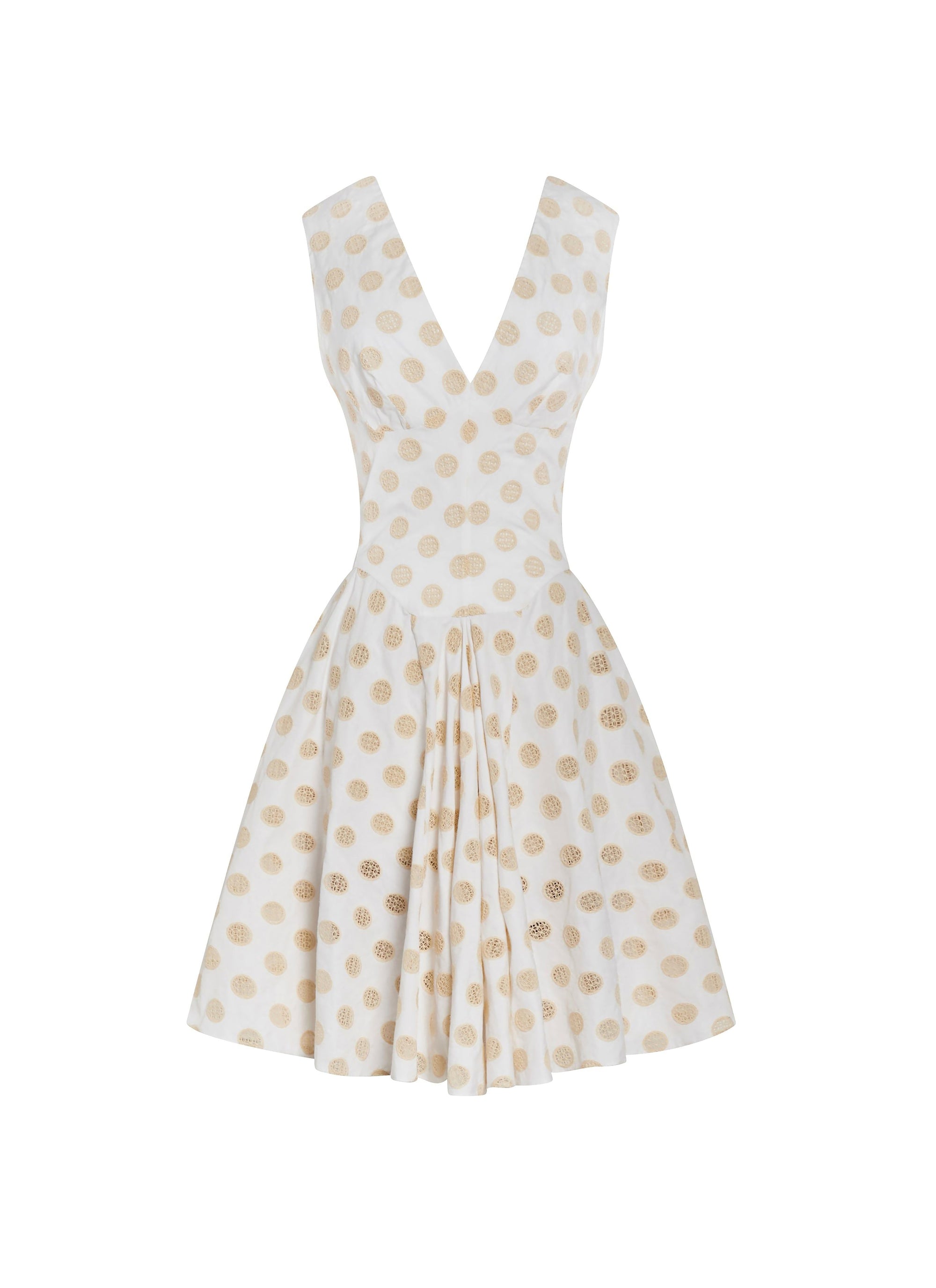 Robe brodée manches - Blanc & Vanille
