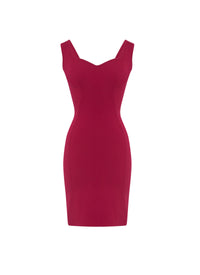 Mesh straight dress - Magenta