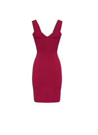 Mesh straight dress - Magenta