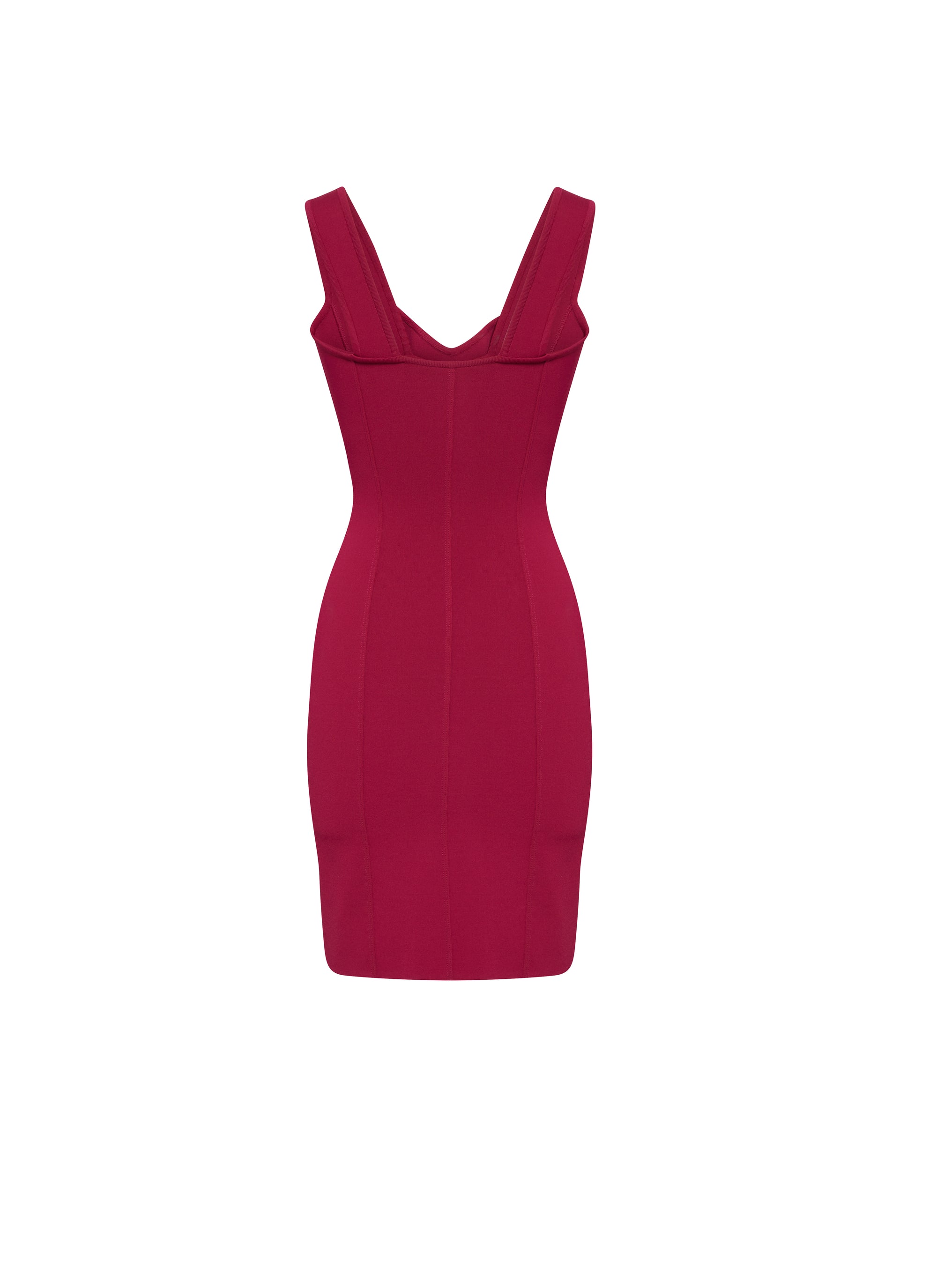 Mesh straight dress - Magenta