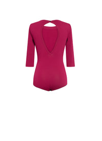 Short bodysuit with 3/4 sleeves - Magenta