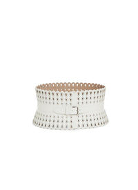 Corset à clous en cuir - Blanc Optique