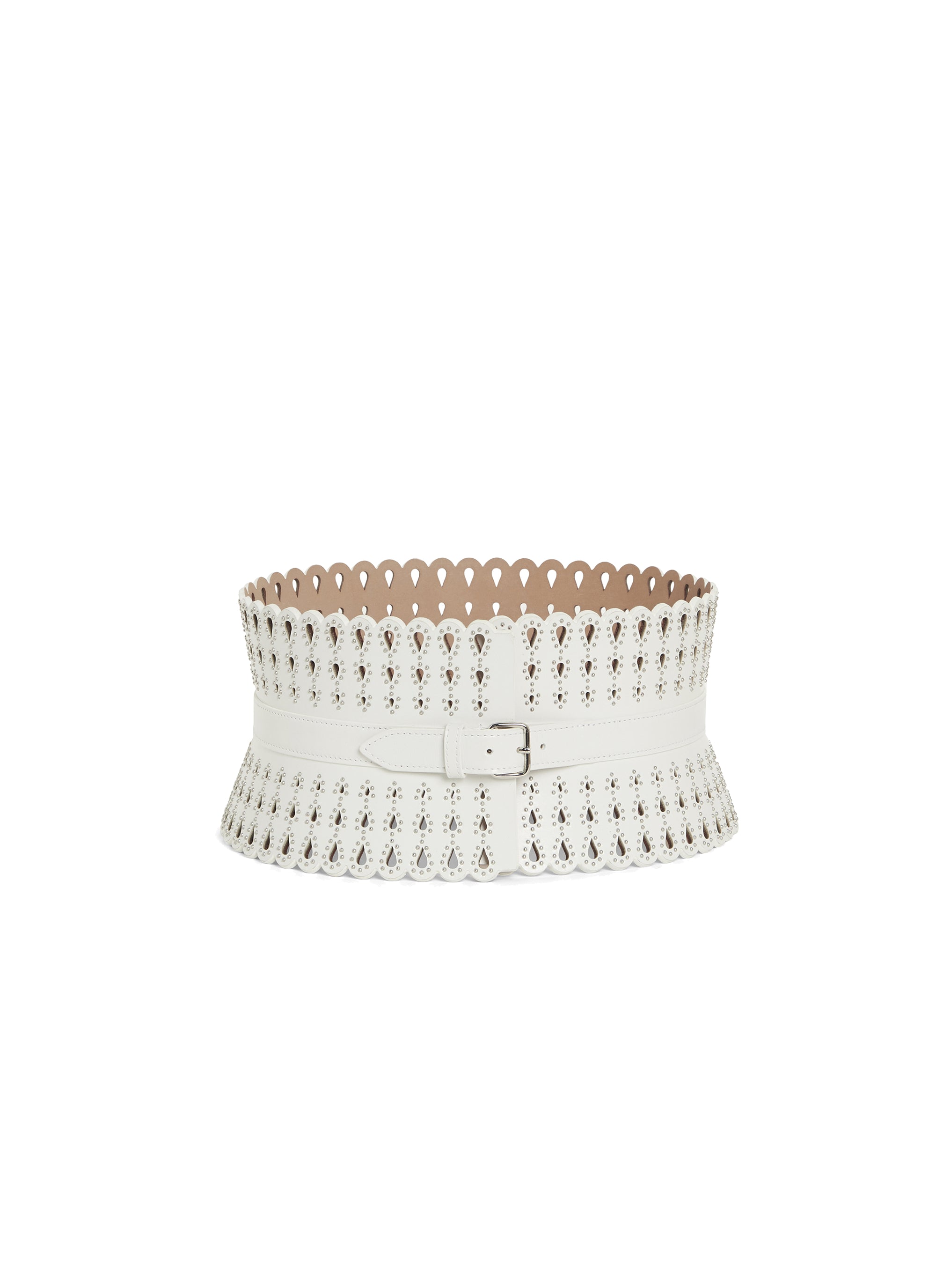 Corset à clous en cuir - Blanc Optique