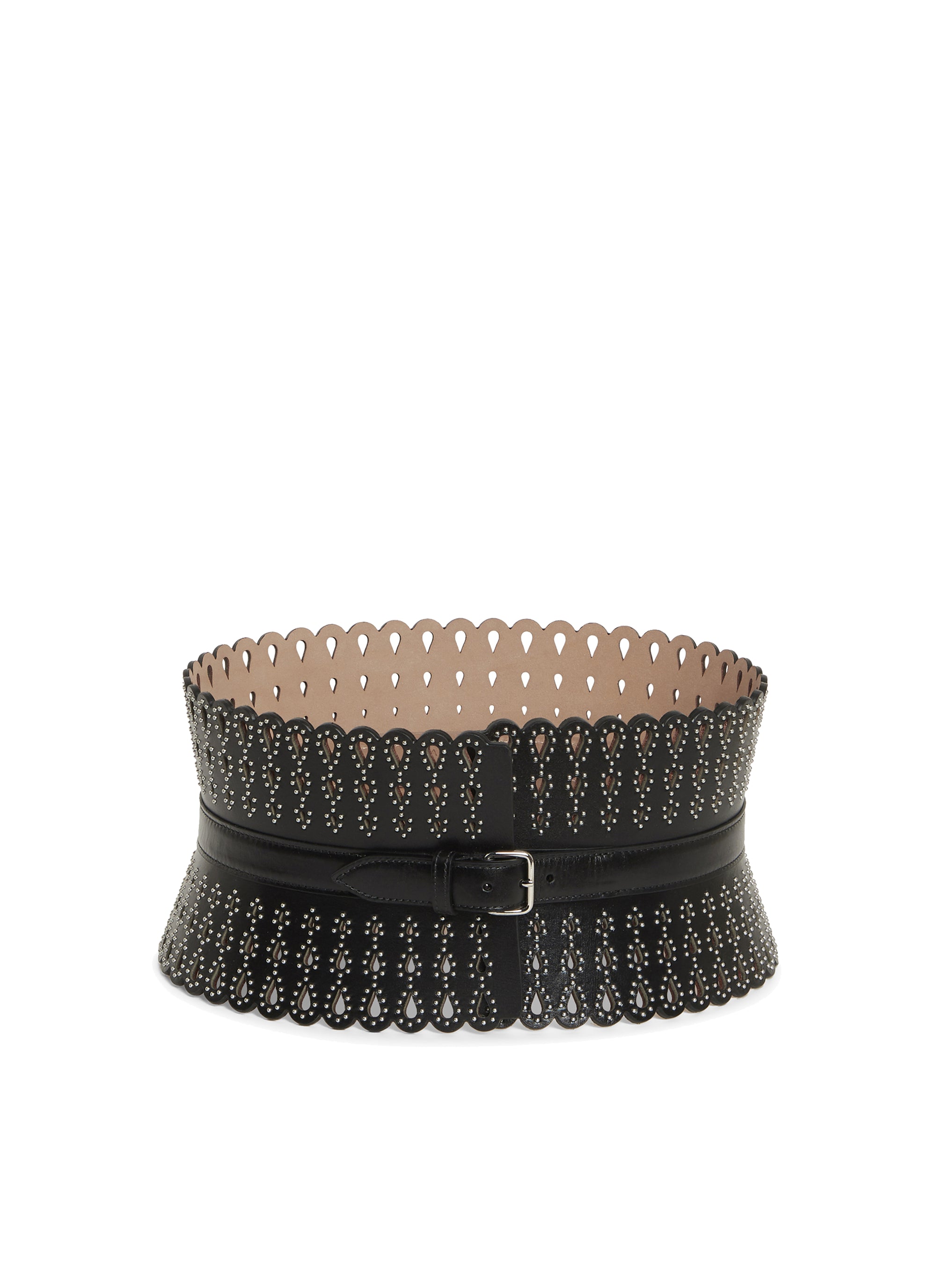 Corset à clous en cuir - Noir