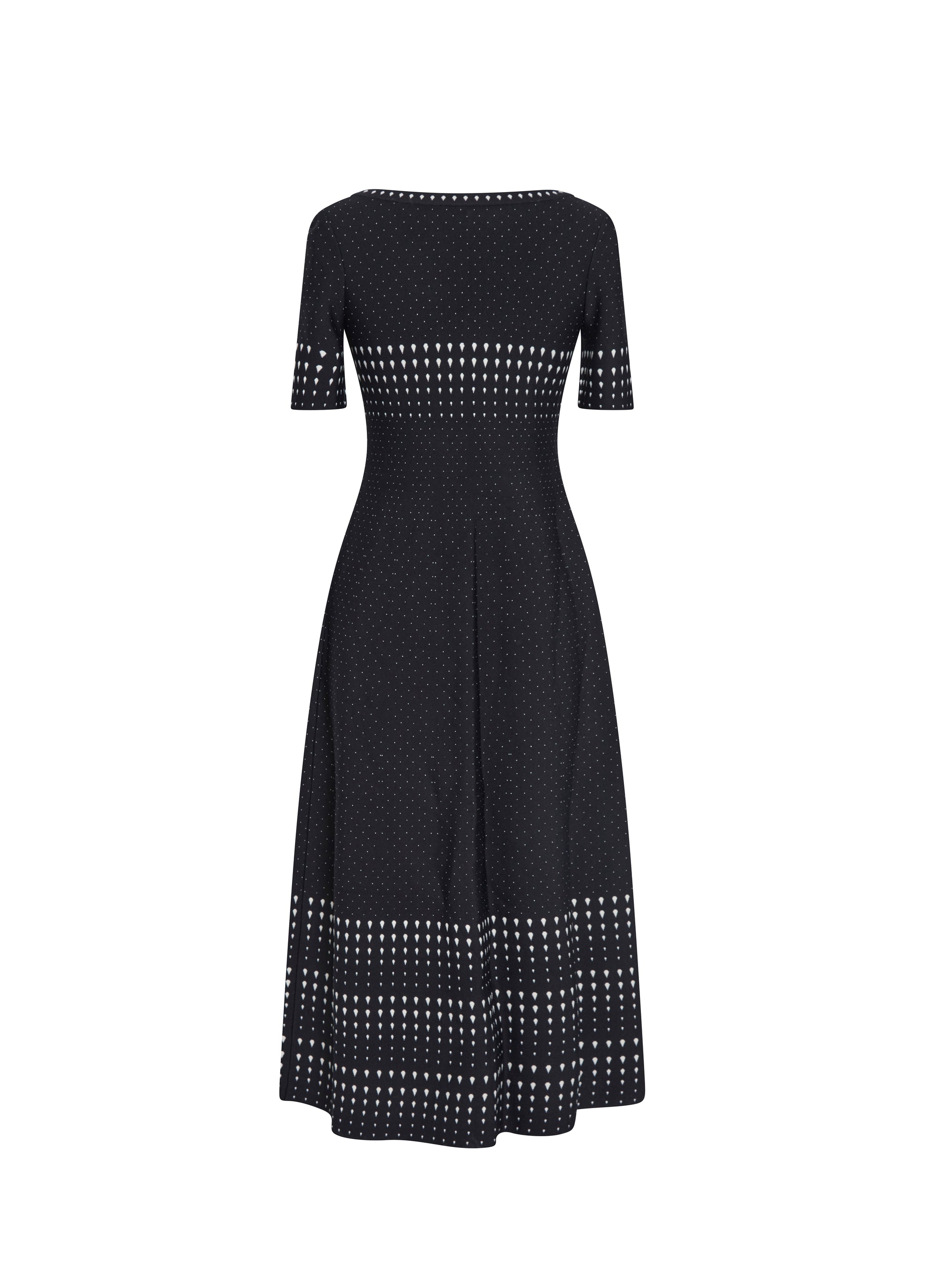 Robe longue col v à manches courtes - Noir & Blanc