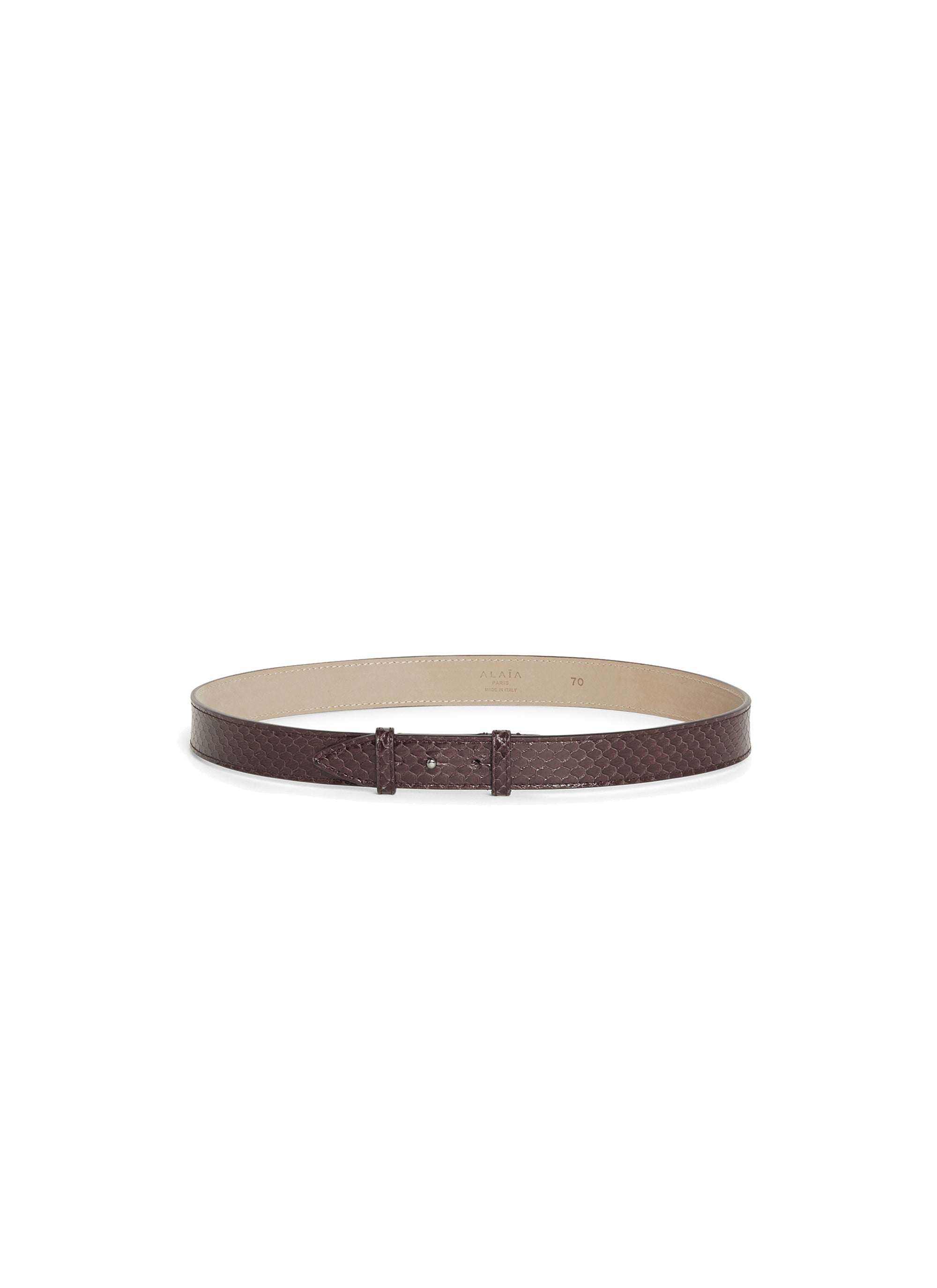 Elaphe flat belt in leather - Almandite