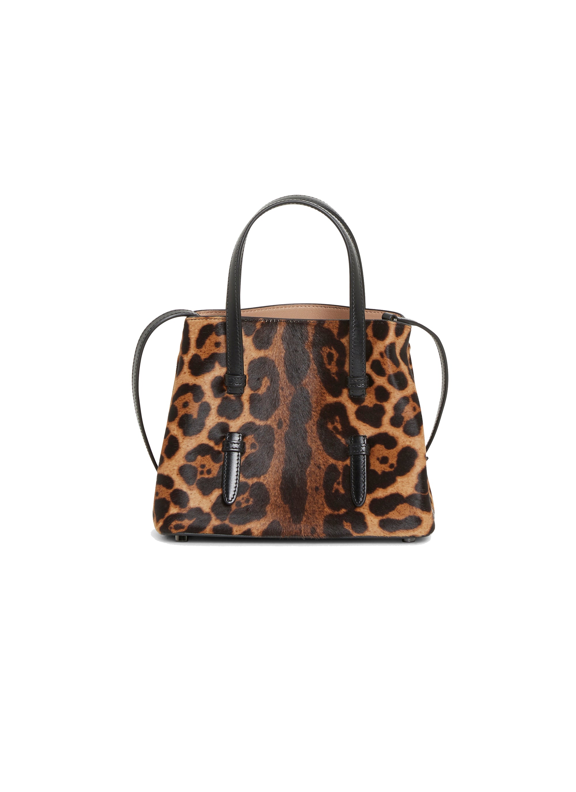 Cheetah print Mina bag in leather - Mordor & Black