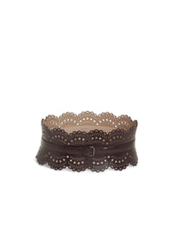 Openwork leather corset belt - Almandite