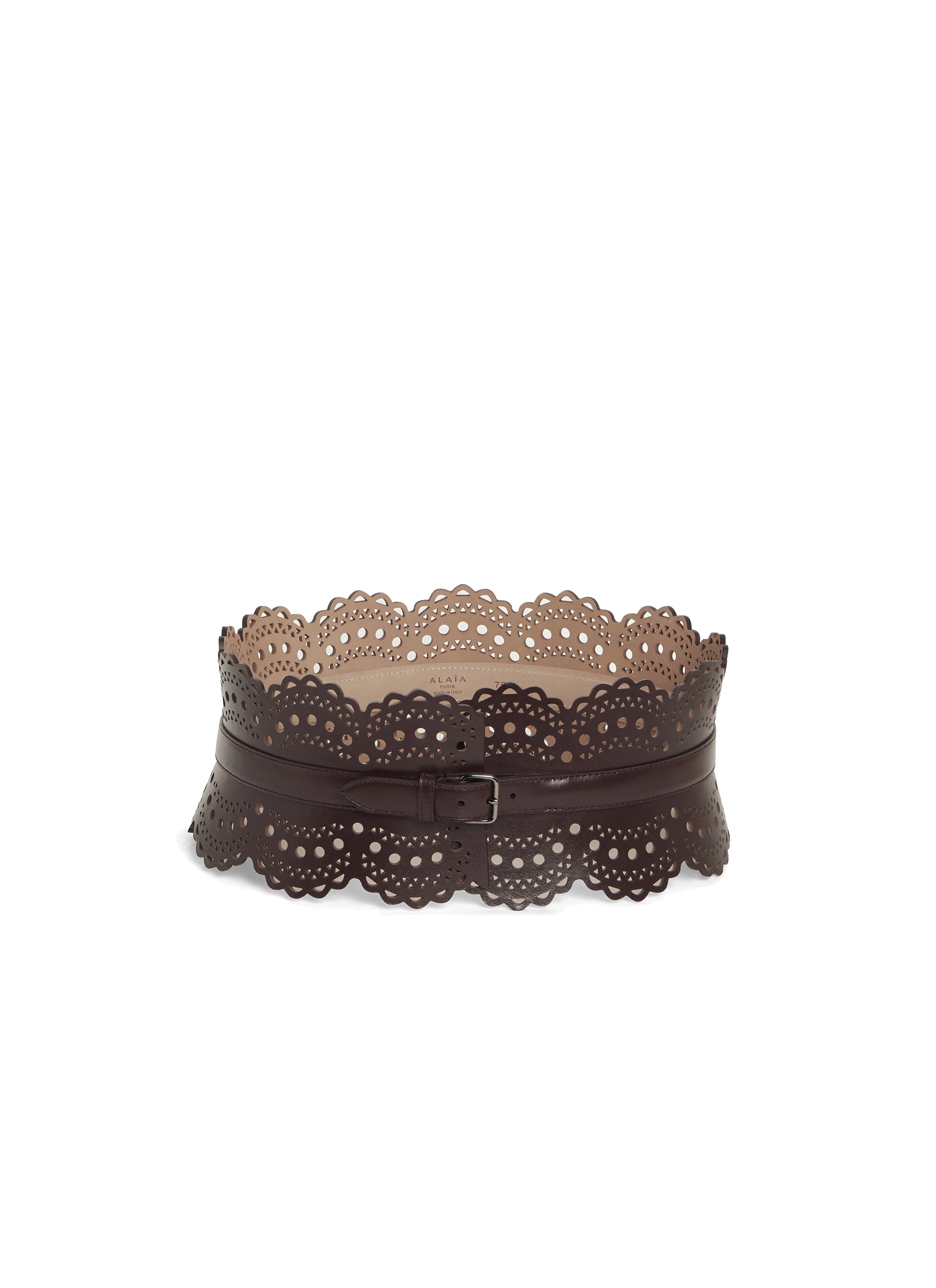 Openwork leather corset belt - Almandite