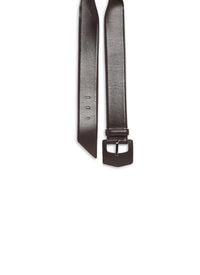 Oversized geometric buckle belt in leather - Almandite