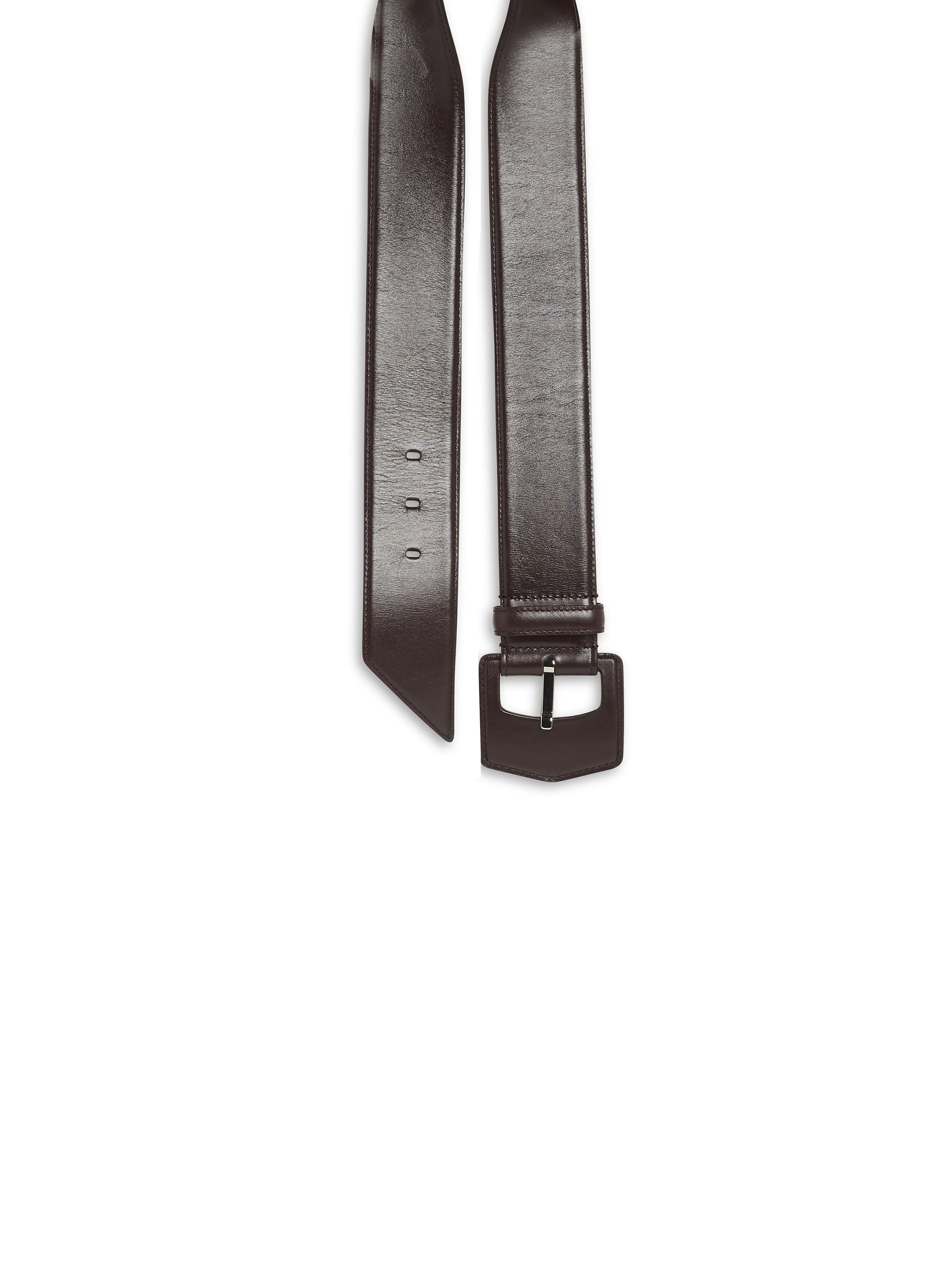 Oversized geometric buckle belt in leather - Almandite