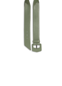 Oversized geometric buckle belt in leather - Aloe
