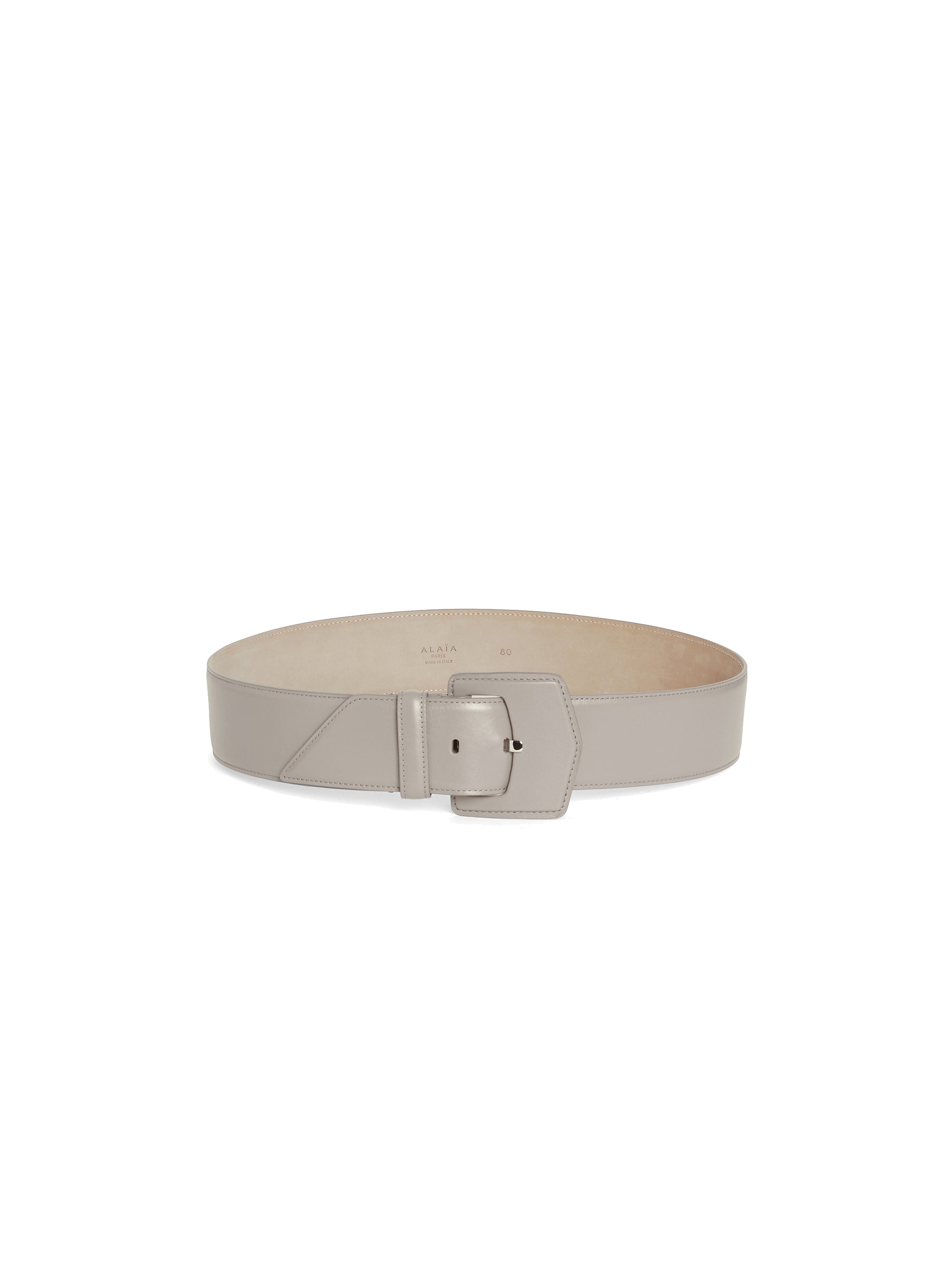 Oversized leather geometric buckle belt - Turtle Dove