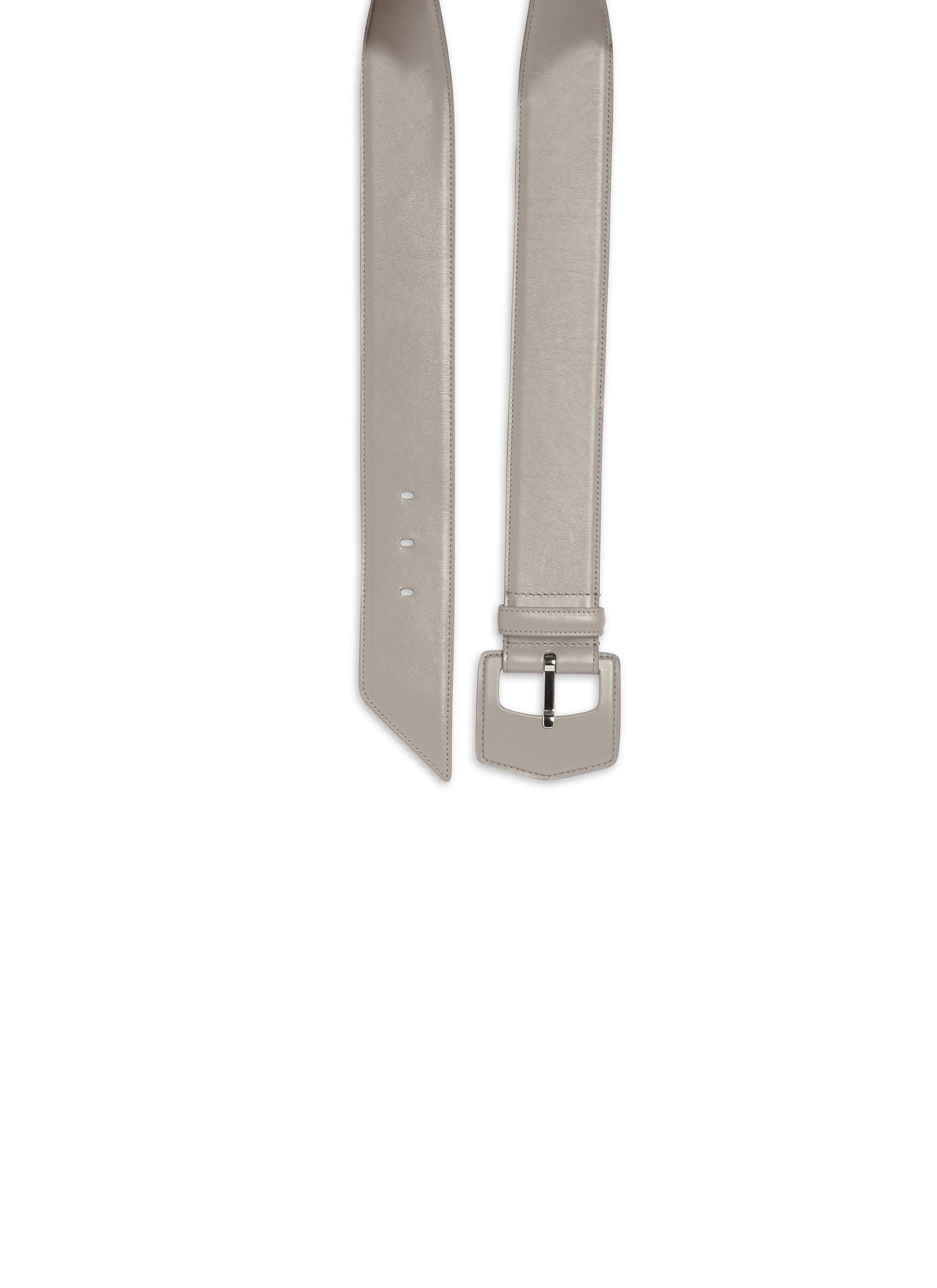 Oversized geometric buckle belt in leather - Turtle Dove