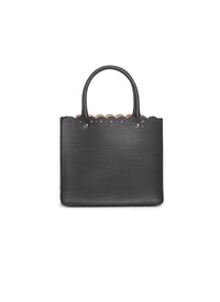 Garance Carrera Fiori bag openwork edging in leather - Black intense