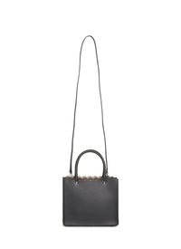 Garance Carrera Fiori bag openwork edging in leather - Black intense