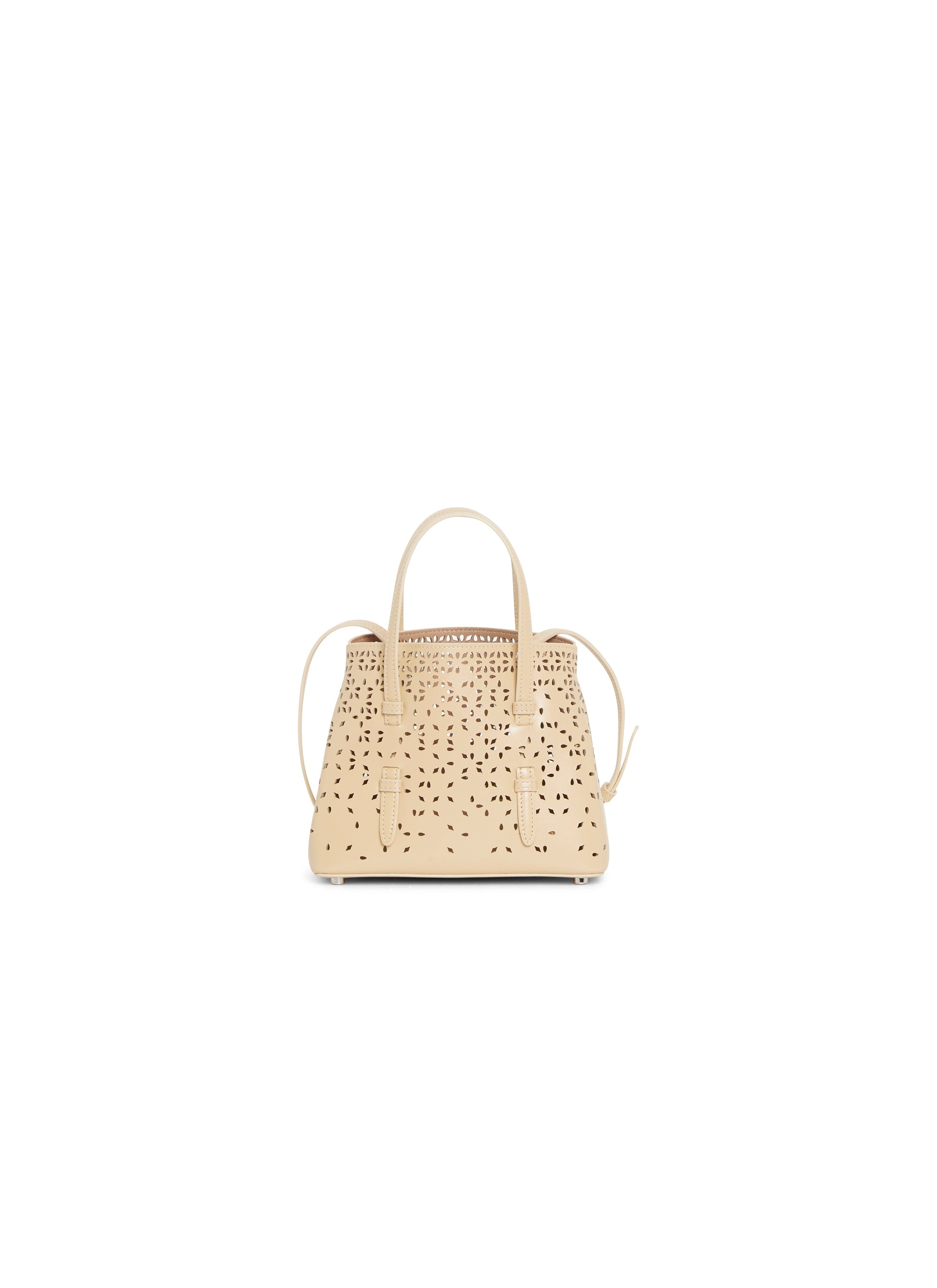 Palm Fiori mini bag in openwork leather - Sand