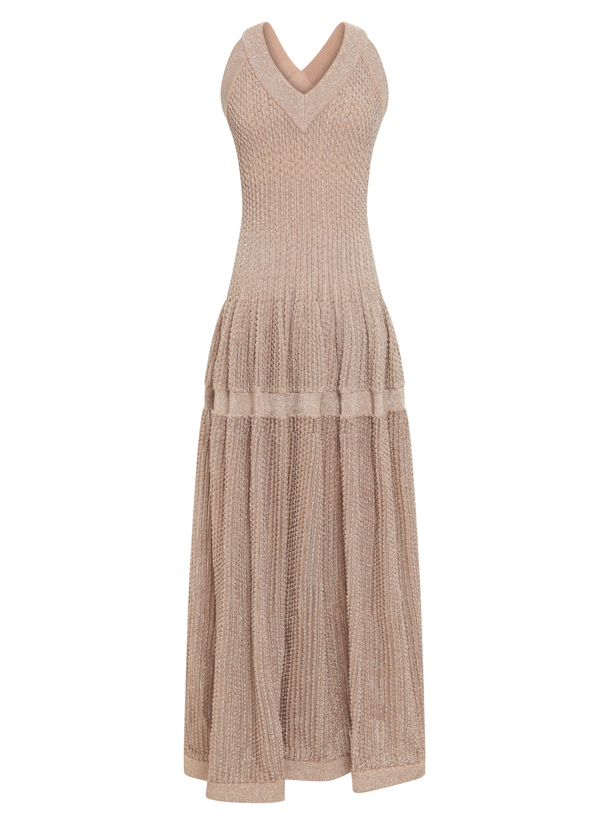 Robe longue à col v sans manches - Or