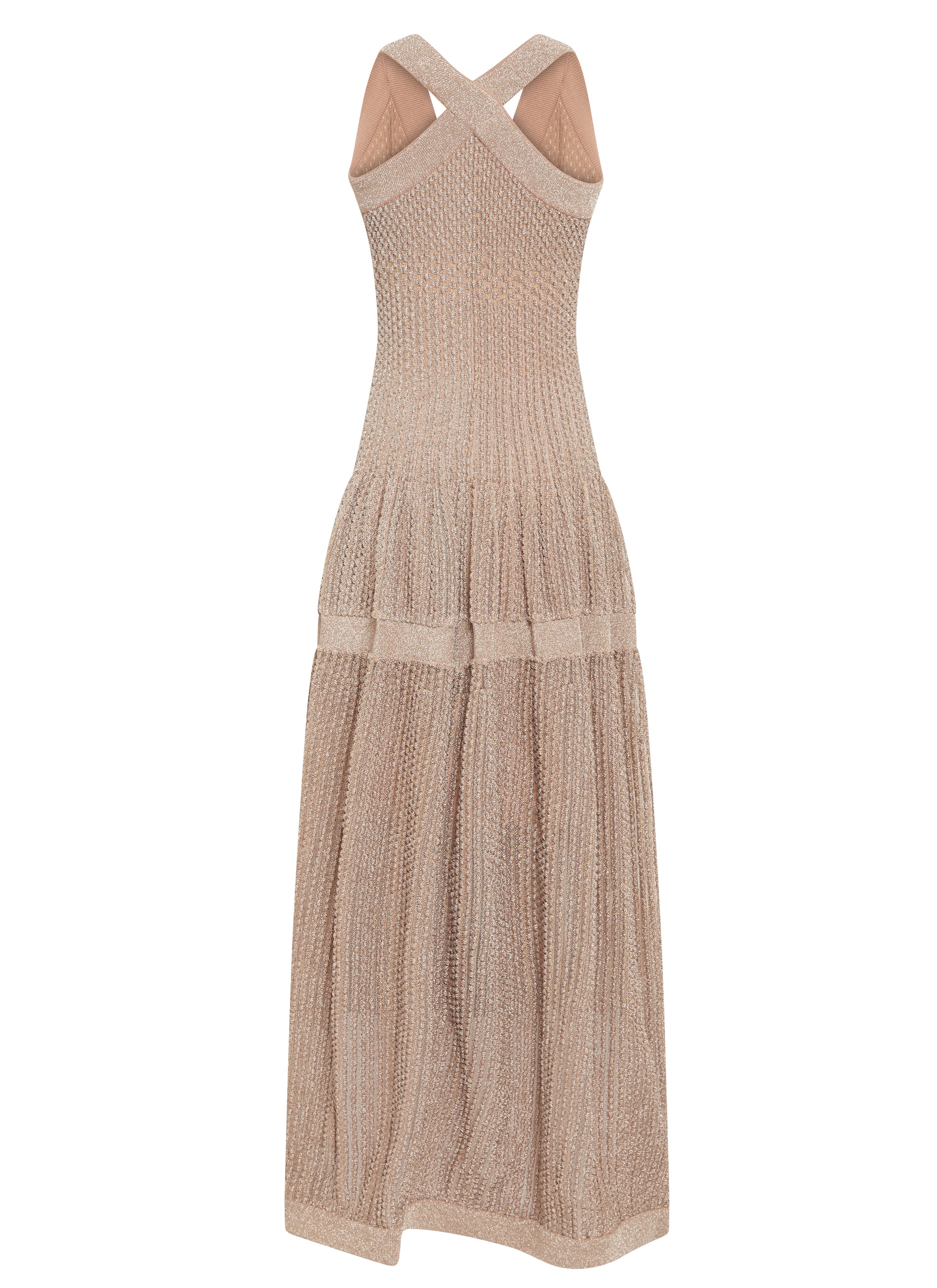 Robe longue à col v sans manches - Or