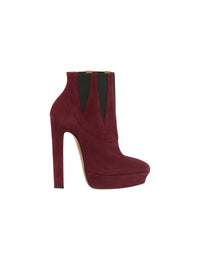 Very high-heeled flat leather boots - Garnet