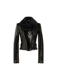 Patent leather perfecto jacket - Black & Indigo