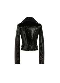 Patent leather perfecto jacket - Black & Indigo