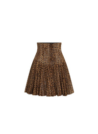 Leather cheetah print skirt - Brown