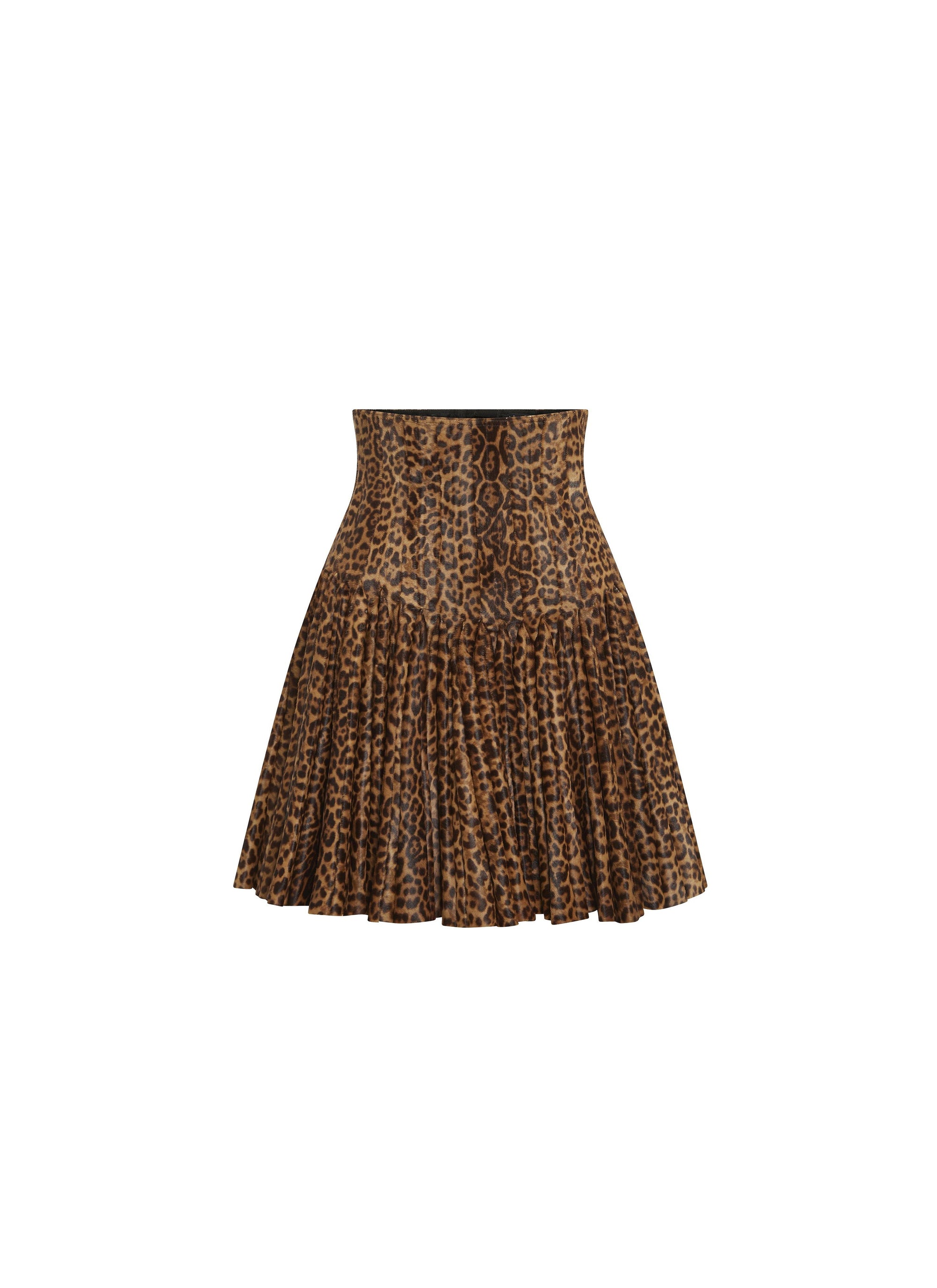Leather cheetah print skirt - Brown